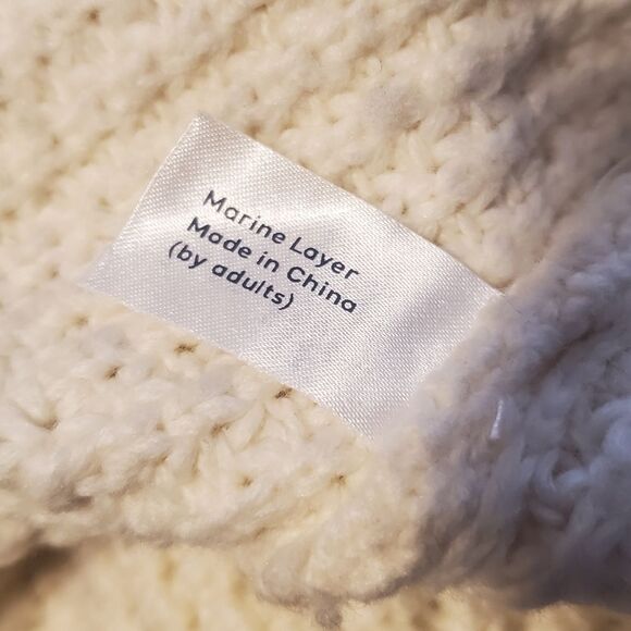 Marine Layer Delaney Pullover Waffle Knit Sweater Cream M - Picture 15 of 16